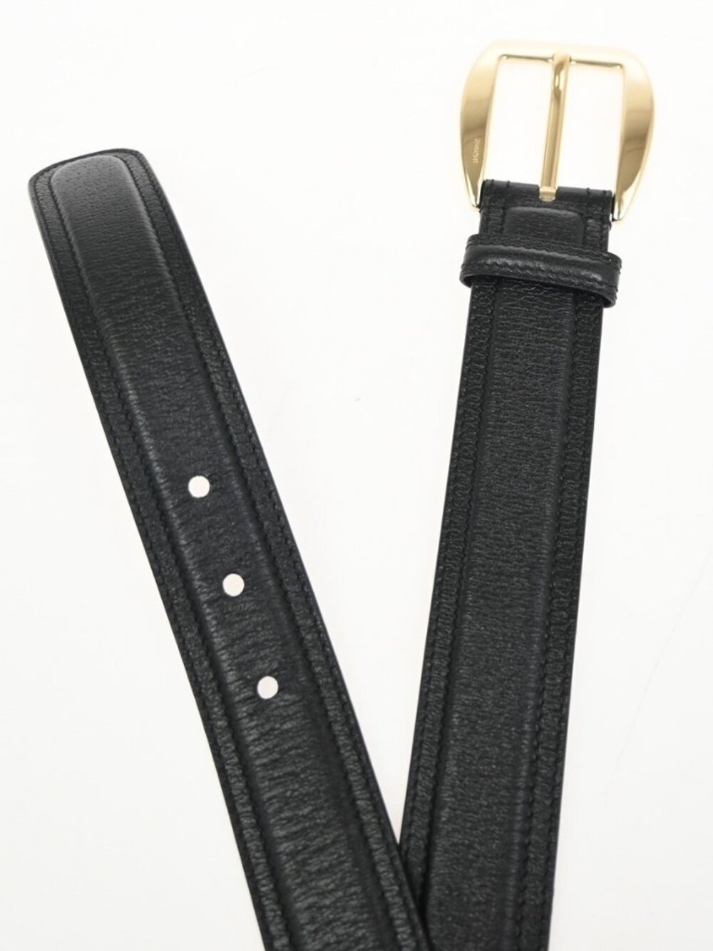 GUCCI Logo Belt 80/32 35mm Leather Black GHW Italy 68KC925 - Picture 5 of 13